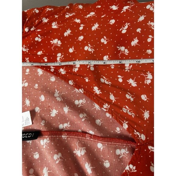 Y2K Red Floral Babydoll Mini Dress L Cottagecore Coquette Soft Girl Romantic - Picture 6 of 12